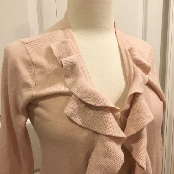 New York & Company Baby Pink Ruffle Cardigan - Picture 2 of 4